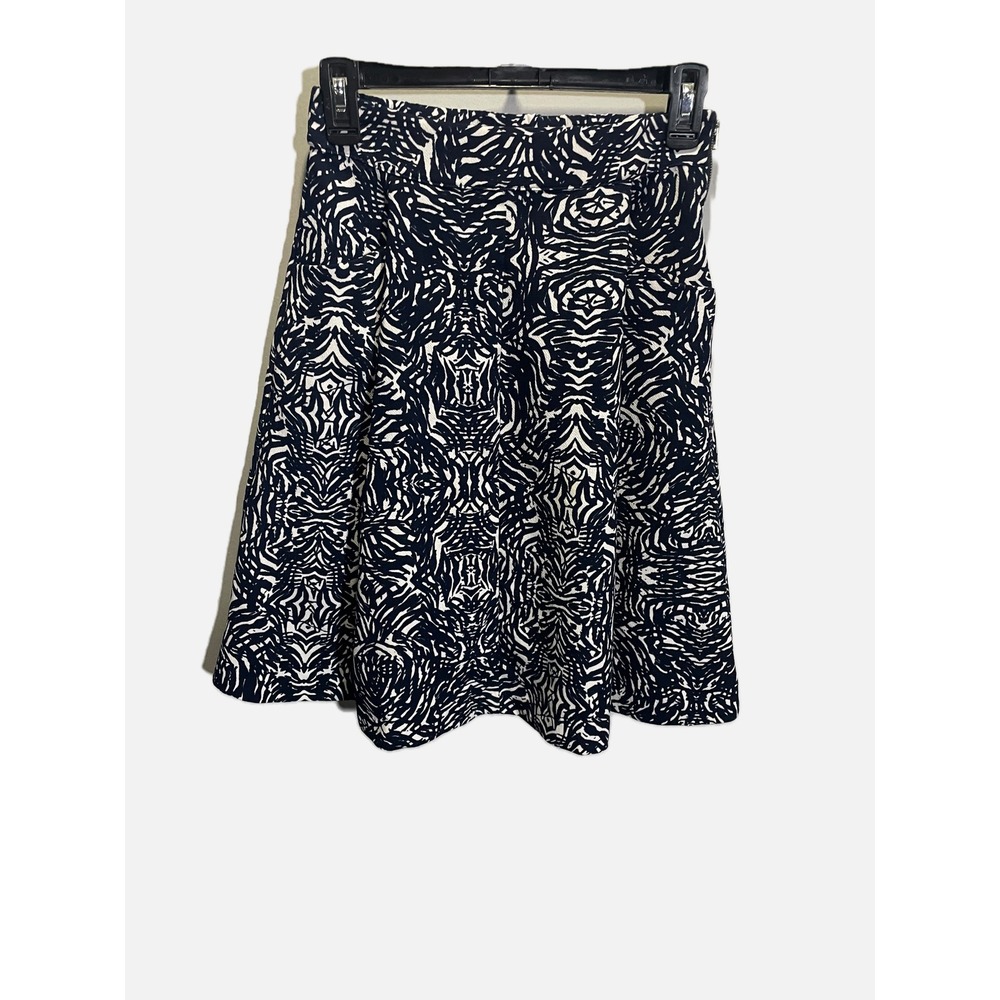 Harlowe & Graham A-Line Skirt Womens XS Navy‎ Blue Abstract Print Flared Casual